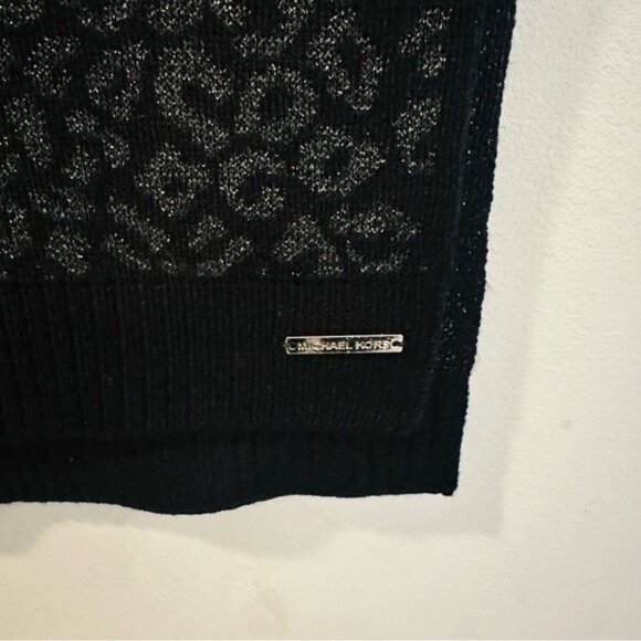 Michael Kors Metallic Leopard Scarf in Black and Gray Pattern - Picture 3 of 9